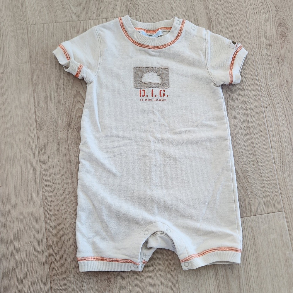 Janie and Jack Baby Boy Dinosaur Romper Cream Orange‎ 6-12 Months D.I.G. Graphic
